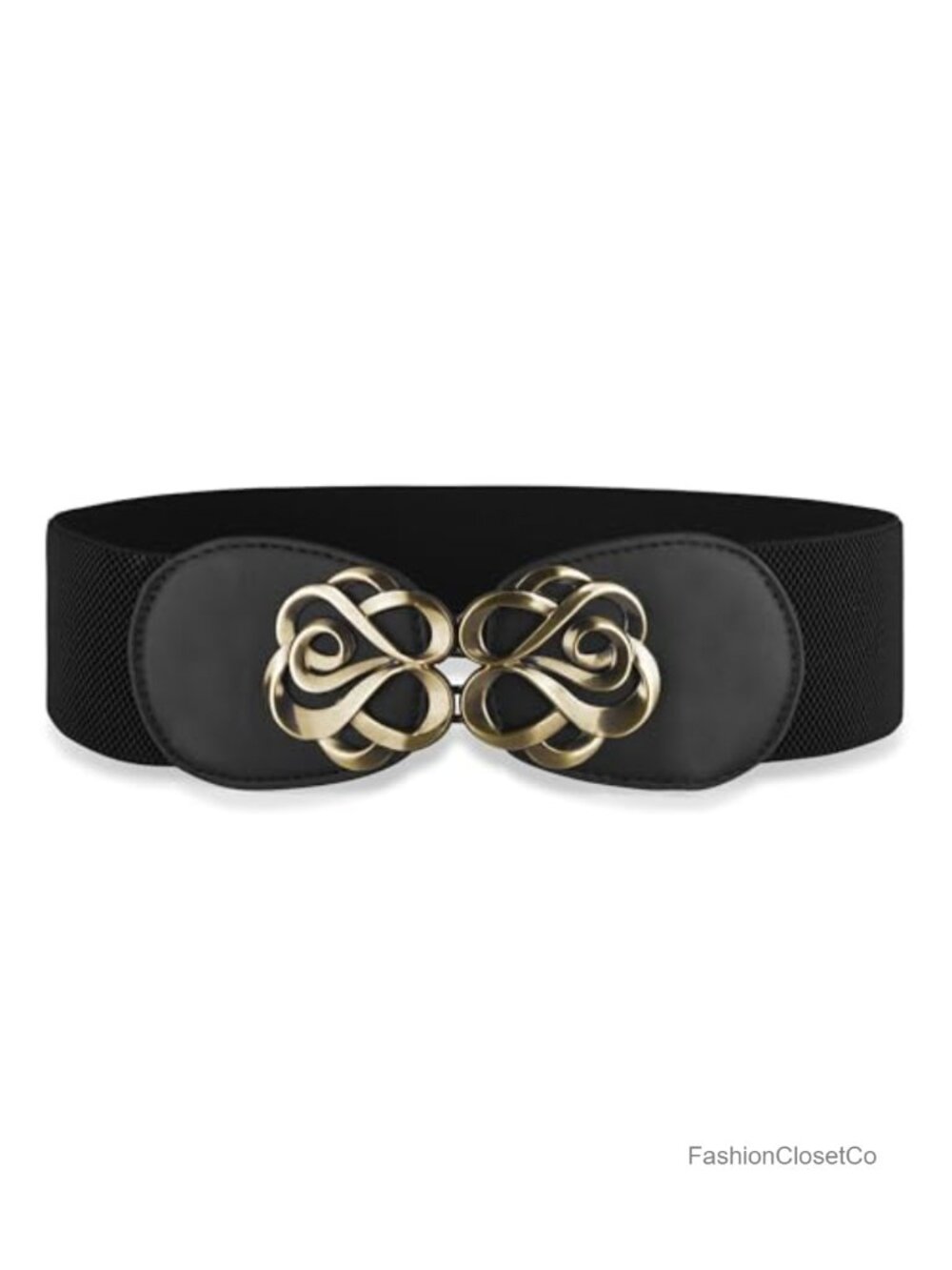 Vintage Gold Scroll Interlock Faux Leather Waist Cinch Belt